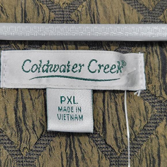 NWT Coldwater Creek Petite Green Mandarin Diamond Buttoned Jacket Women's PXL - Picture 2 of 10